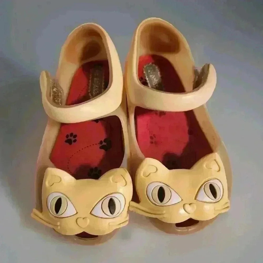 Mini Melissa Ultragirl II Gold Cat Mary Jane Flats Shoes Toddler Girls Size 7c
